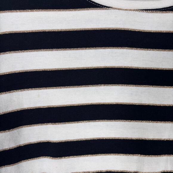 Talbots Shirt Large Cream Gold Metallic Pima Cotton Basic Layer Yacht Sailor - Picture 4 of 9